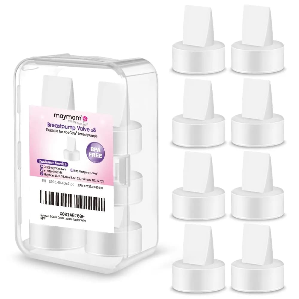 Maymom White Duckbill Valves for Spectra S1/S2 Pumps, 8 ct | BPA-Free Silicone Replacement Parts - main product image