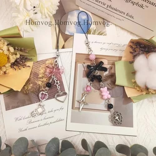 cioatu 1-4PCS Cute Phone Charms Y2K Cell Phone Strap Strawberry Butterfly Star | Elegant Decor for Phone & Bag thumbnail 2