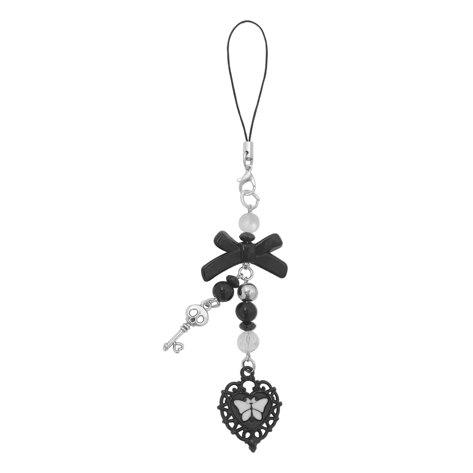 cioatu Black Heart Phone Charm Strap | Y2K Aesthetic Cell Phone Charm Decor — 1 Black Heart