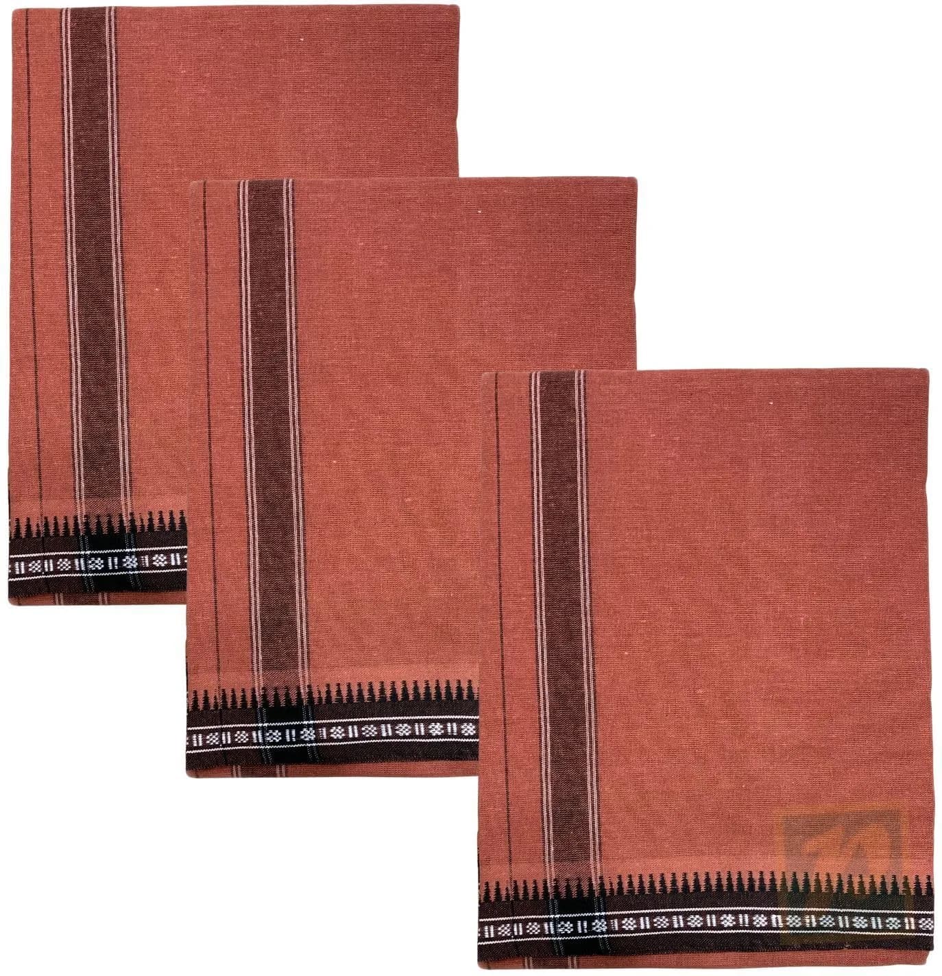 PRAKASAM COTTON Men's Thalathi Border Dhoti 1.27 x 1.95 m (4.16 x 6.4 ft) | Pure Cotton for Indian Occasions - main product image