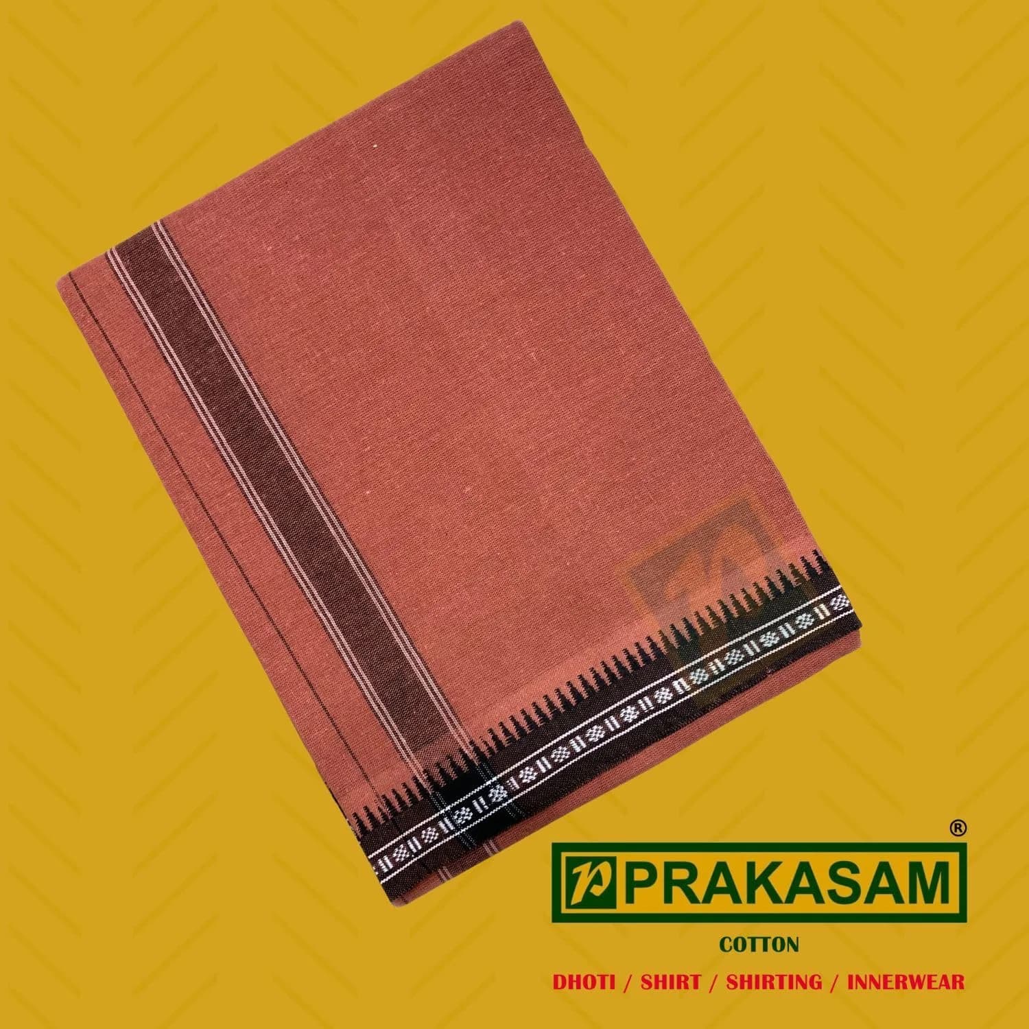 PRAKASAM COTTON Men's Thalathi Border Dhoti 1.27 x 1.95 m (4.16 x 6.4 ft) | Pure Cotton for Indian Occasions - view 2
