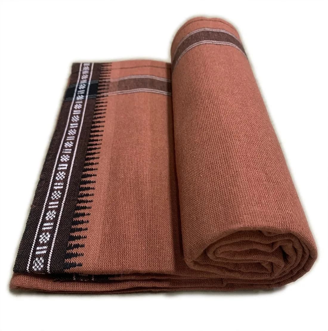 PRAKASAM COTTON Men's Thalathi Border Dhoti 1.27 x 1.95 m (4.16 x 6.4 ft) | Pure Cotton for Indian Occasions - view 3