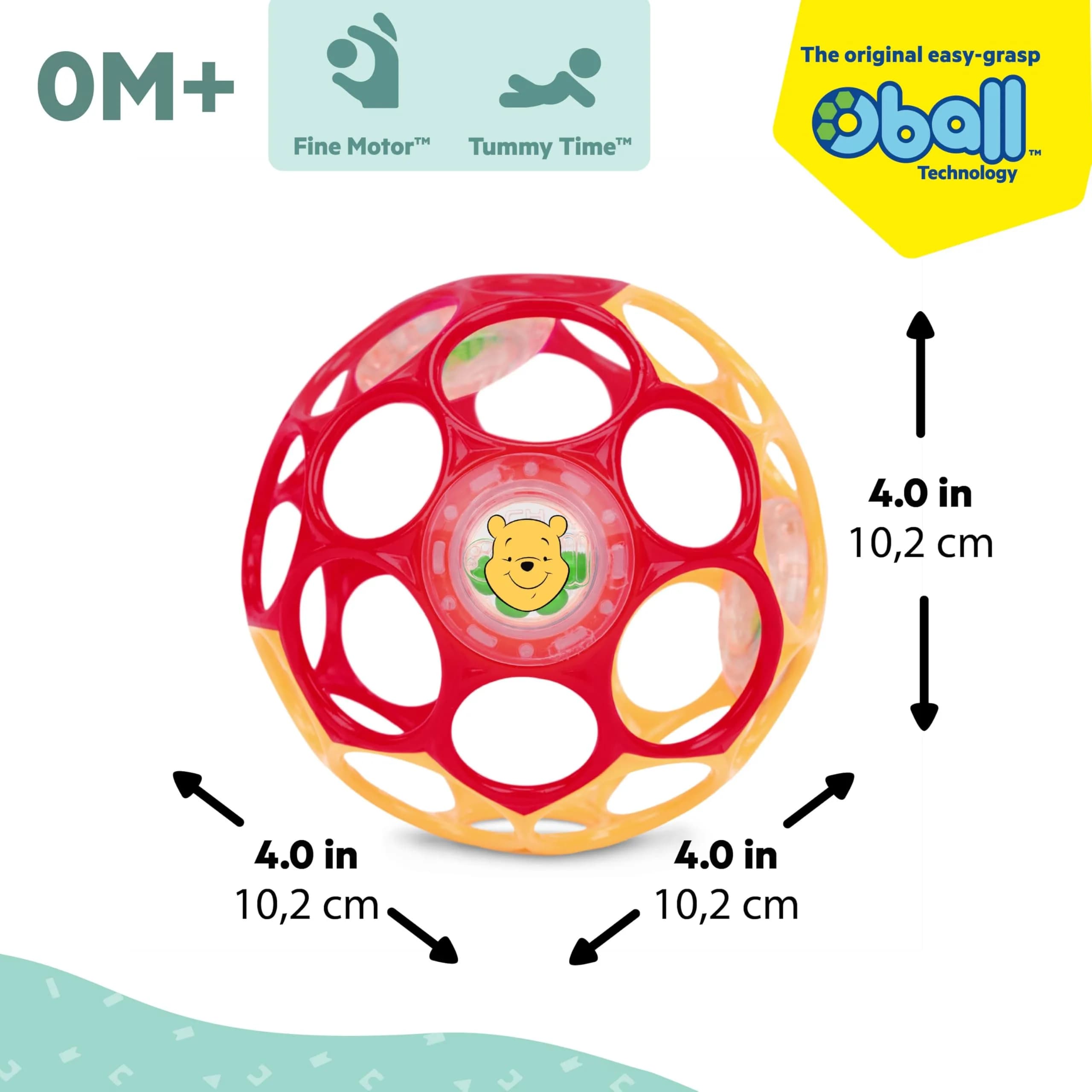 Bright Starts Winnie the Pooh Oball Rattle Toy, Infant Newborn and Up, 10.2cm (4 Inches) - view 2