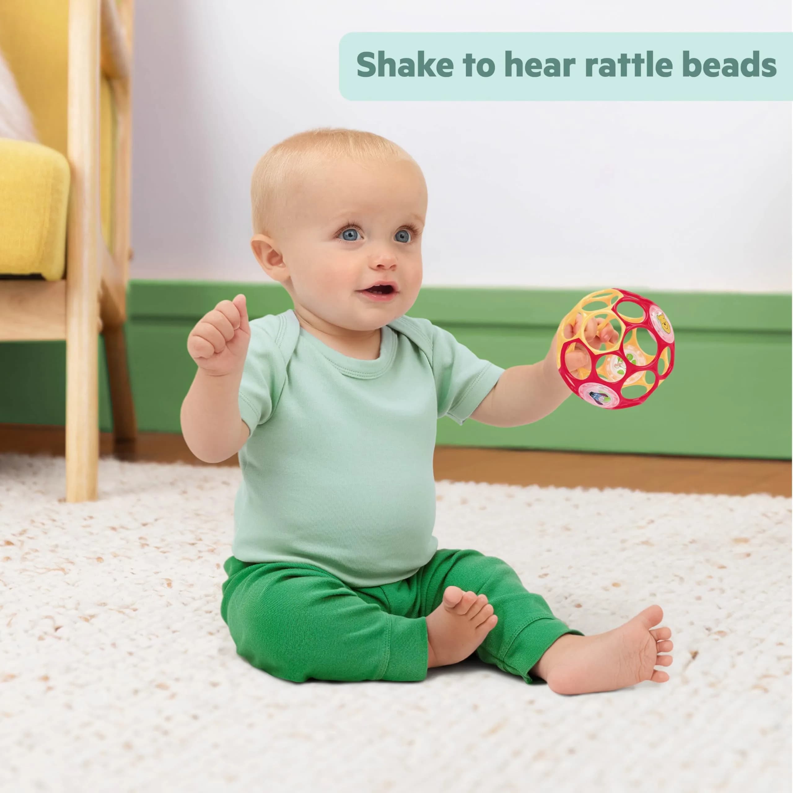 Bright Starts Winnie the Pooh Oball Rattle Toy, Infant Newborn and Up, 10.2cm (4 Inches) - view 4