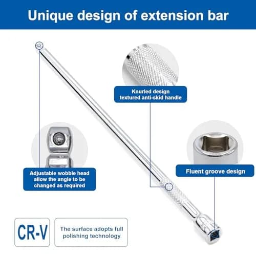 DAKCOS 3 Piece 1/4 Inch Drive Wobble Extension Set 2/4/9 in | Chrome Vanadium Steel thumbnail 3