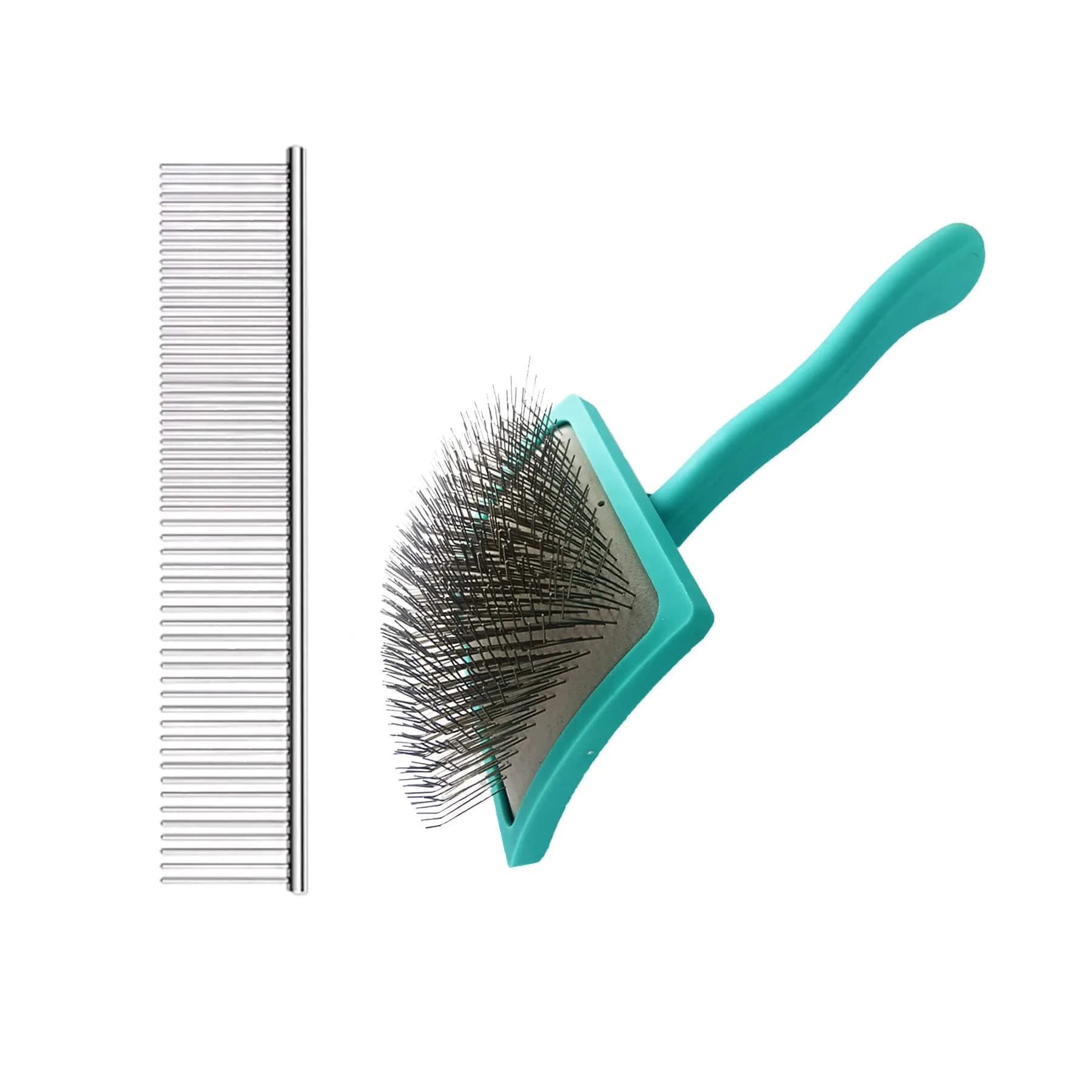 DSKRUI Large Slicker Brush for Dogs & Cats with Long Hair | 12.3cm (4.8 oz) Green — Vlaue Kit
