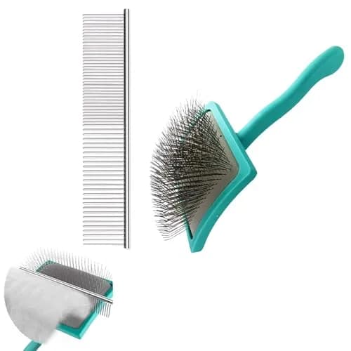 DSKRUI Extra Long Pin Dog Grooming Brush & Stainless Steel Comb Value Kit | Gentle Detangling for Medium & Long Haired Dogs thumbnail 7