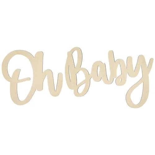 JTRF Oh Baby Sign Wood Color | Perfect for Baby Showers, Gender Reveal, 1st Birthday, Photo Backdrops thumbnail 1