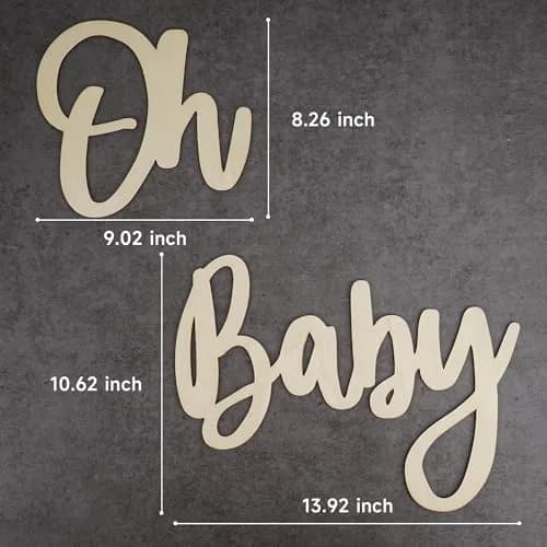 JTRF Oh Baby Sign Wood Color | Perfect for Baby Showers, Gender Reveal, 1st Birthday, Photo Backdrops thumbnail 2
