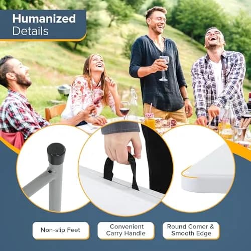 Dopinmin 4 FT Foldable Camping Table with Handle | Portable Plastic Picnic Table in White thumbnail 5