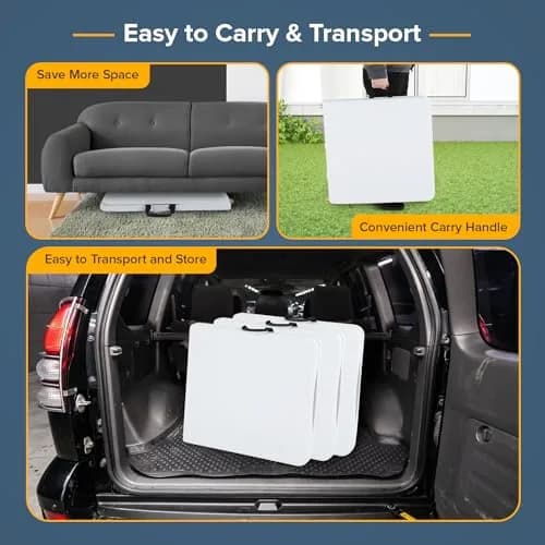 Dopinmin 4 FT Foldable Camping Table with Handle | Portable Plastic Picnic Table in White thumbnail 6