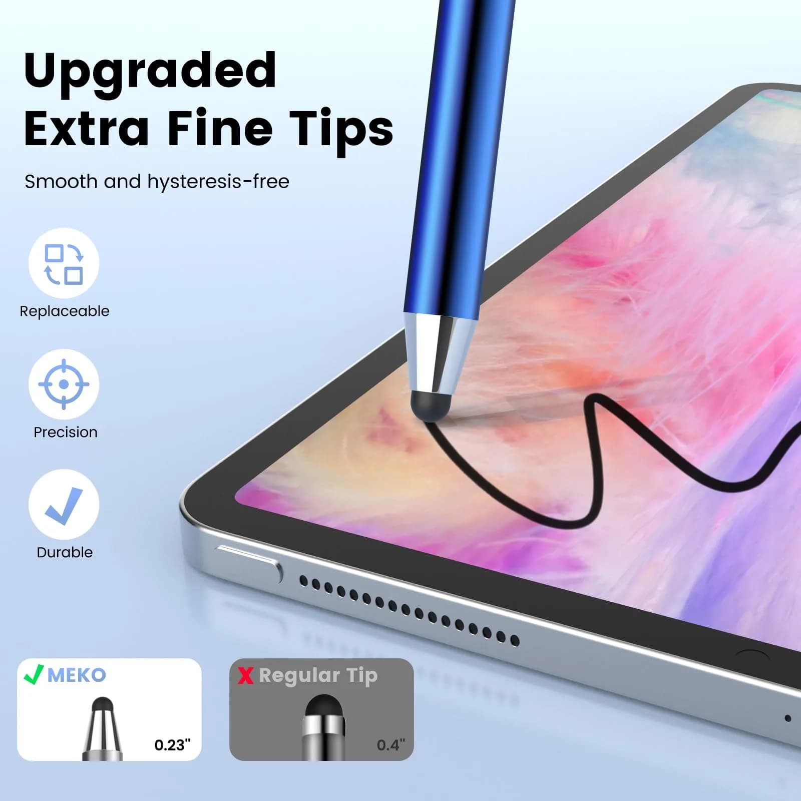 MEKO 10 Pack Thin Stylus Pens with 20 Replacement Tips | Universal Capacitive Stylus for Touchscreens - view 6