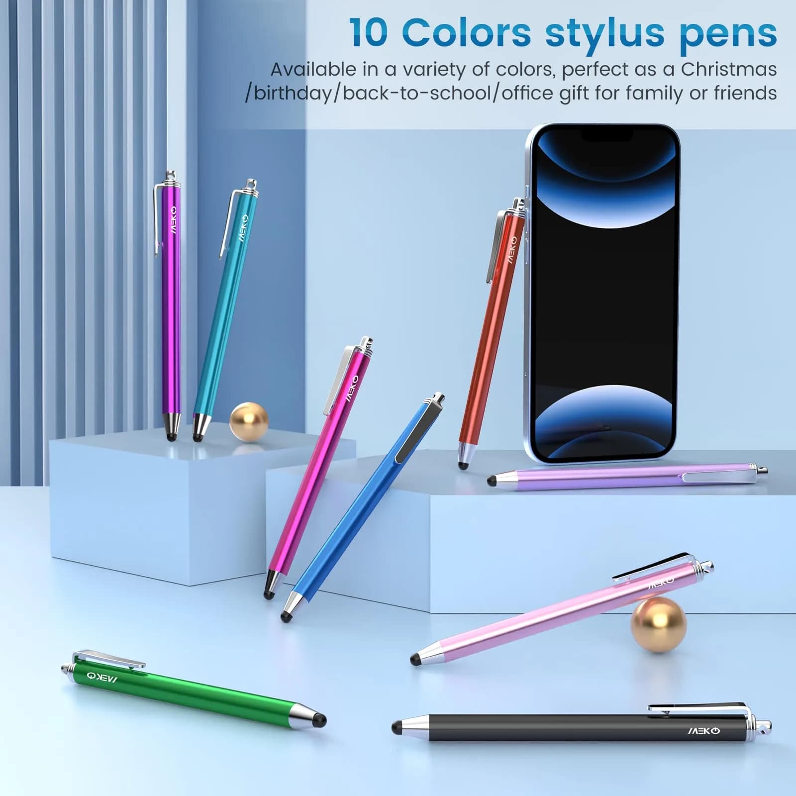 MEKO 10 Pack Thin Stylus Pens with 20 Replacement Tips | Universal Capacitive Stylus for Touchscreens - view 7