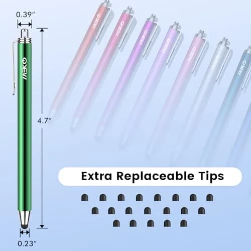 MEKO 10 Pack Thin Stylus Pens with 20 Replacement Tips | Universal Capacitive Stylus for Touchscreens thumbnail 3
