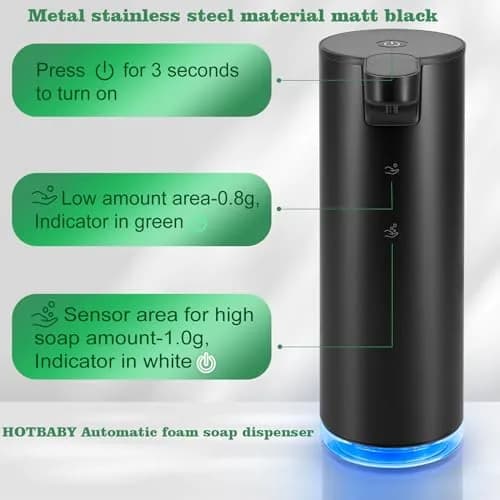 HOTBABY Automatic Hand Soap Dispenser Touchless Stainless Steel | Foaming, Rechargeable, Waterproof thumbnail 2