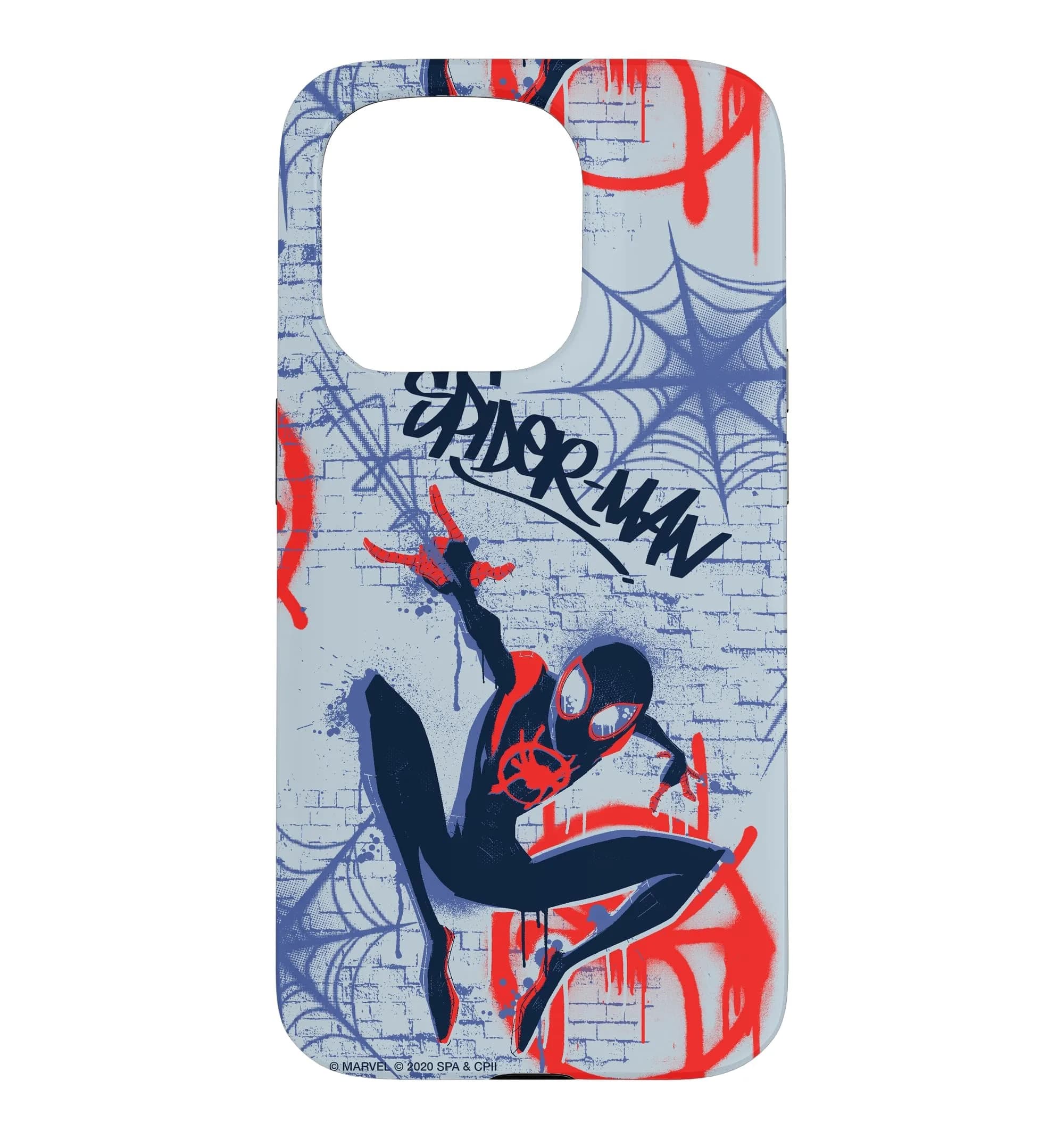 Marvel Spider-Man Into The Spider-Verse Graffiti Print Case for iPhone 15 Pro | Bold Spider-Man Design with Miles Morales Art — Multicolored
