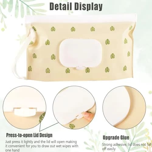 FEBSNOW Baby Wipe Dispenser 4 Pack | Portable Refillable Wet Wipe Holder with Nylon Loop thumbnail 4
