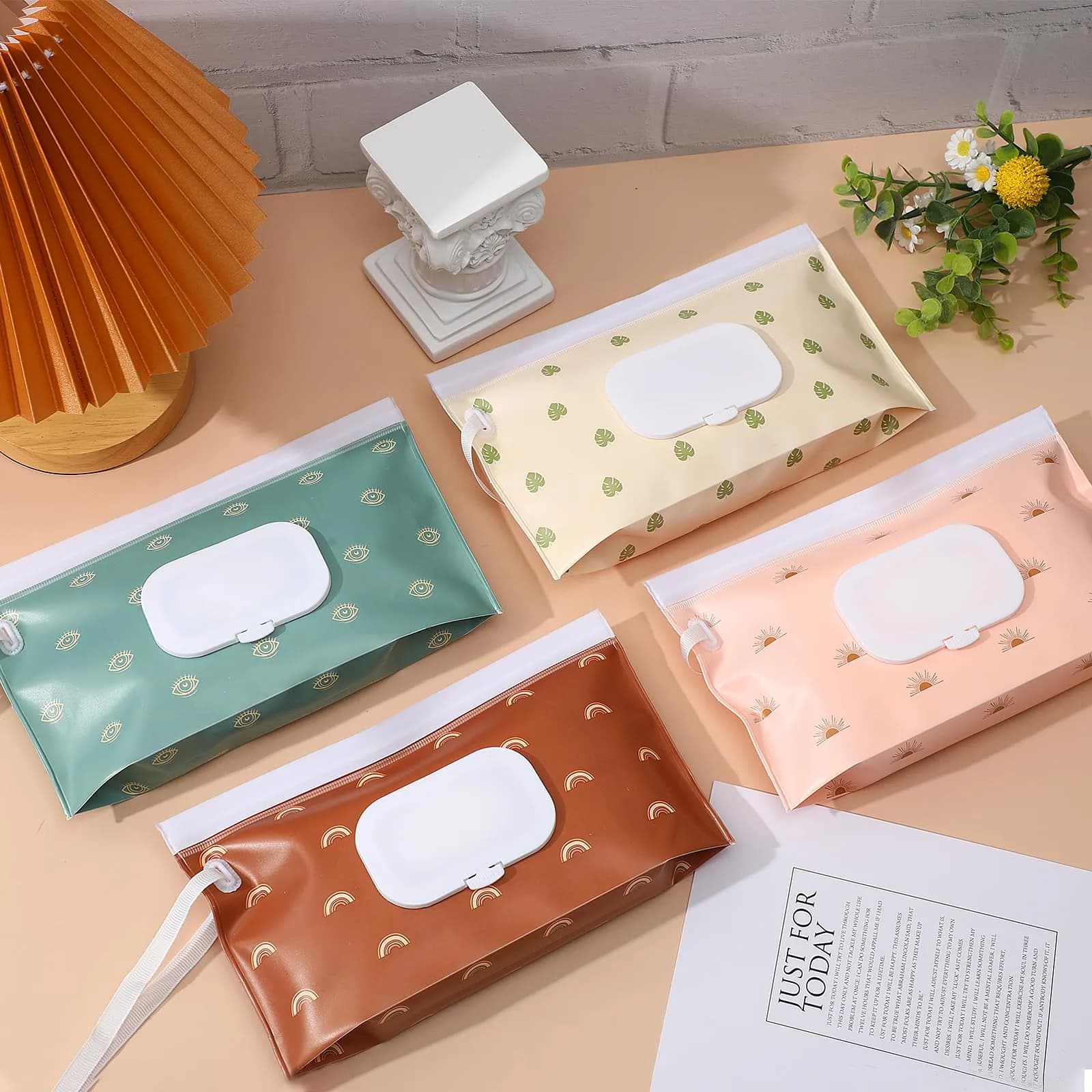 FEBSNOW Baby Wipe Dispenser 4 Pack | Portable Refillable Wet Wipe Holder with Nylon Loop - view 5
