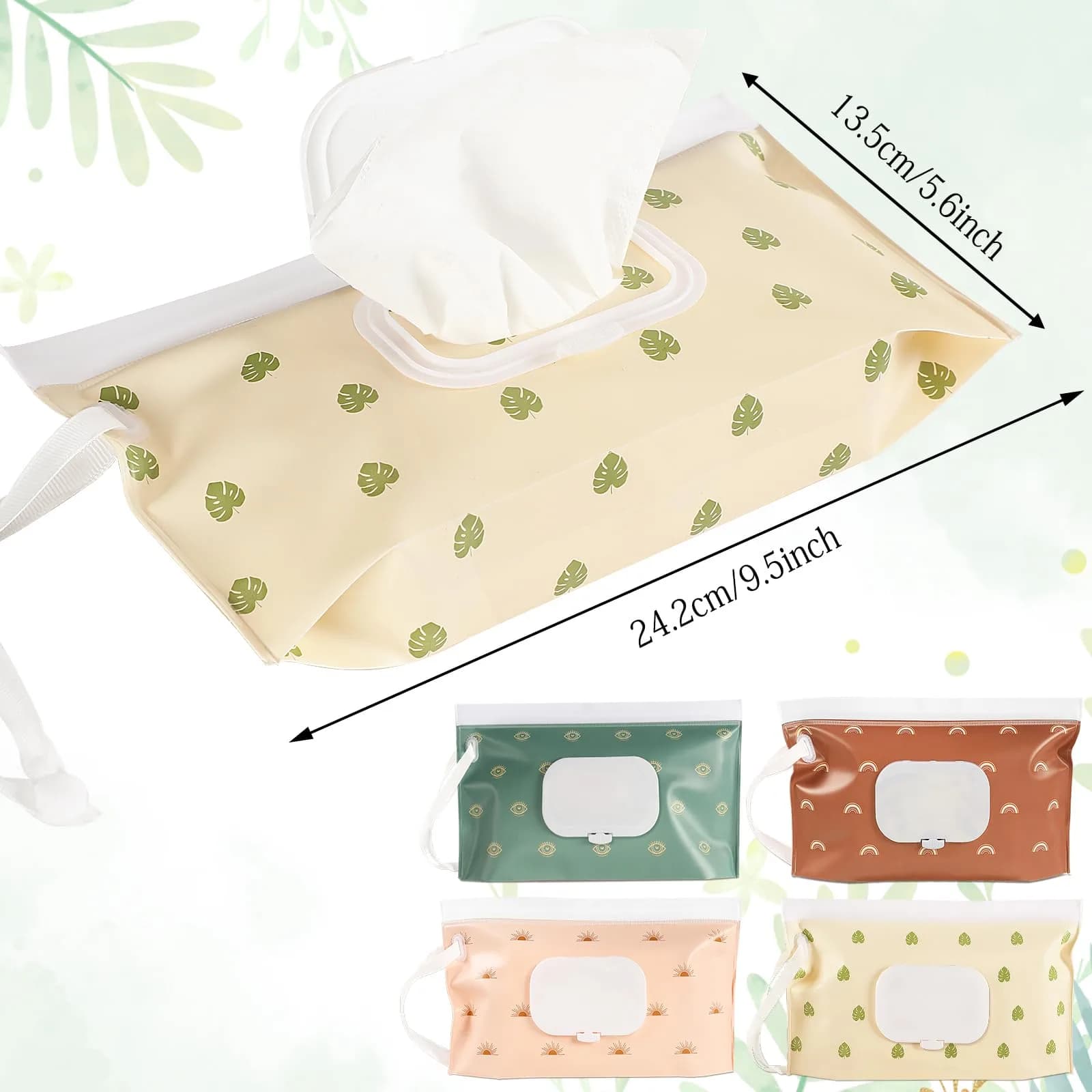 FEBSNOW PatternG Baby Wipe Dispenser 4 Pack | Portable Refillable Wet Wipe Holder with Wrist Loop - view 2