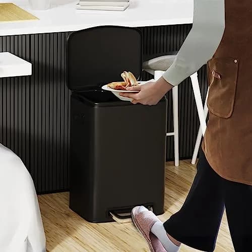 Dolonm 13 Gallon Foot Pedal Trash Can with Soft Close Lid | Stainless Steel Rectangular Waste Bin for Kitchen & Office thumbnail 7