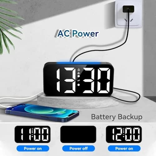 Topski Loud Alarm Clock for Bedrooms 7in Digital Display Night Light Snooze Heavy Sleepers thumbnail 5