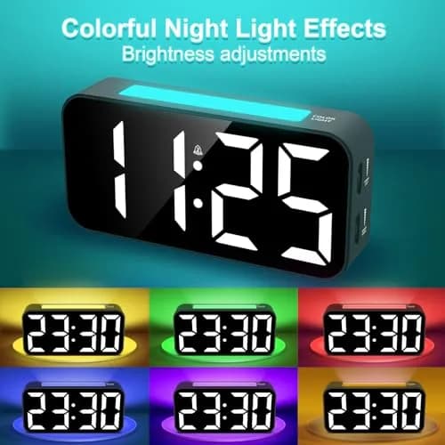 Topski Loud Alarm Clock for Bedrooms 7in Digital Display Night Light Snooze Heavy Sleepers thumbnail 2
