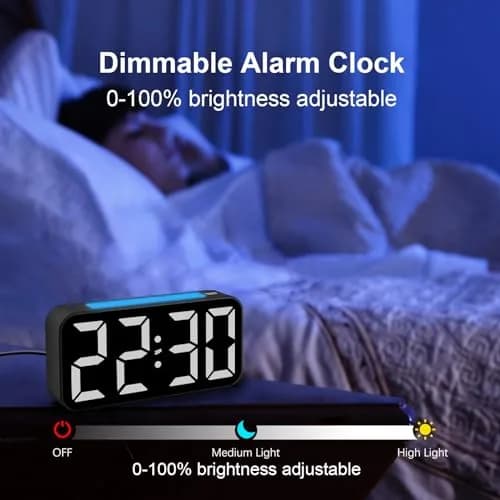Topski Loud Alarm Clock for Bedrooms 7in Digital Display Night Light Snooze Heavy Sleepers thumbnail 3