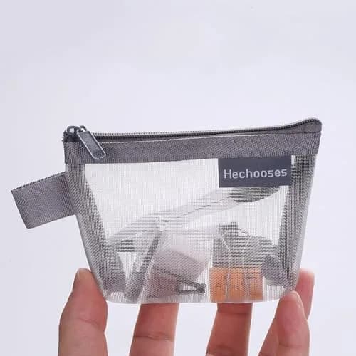 Finyoffiy 3-Pack Portable Square Mesh Storage Bags | Zippered Cosmetic & Coin Pouch, 4.72 x 1.18 x 3.14 inches thumbnail 4