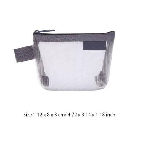 Finyoffiy 3-Pack Portable Square Mesh Storage Bags | Zippered Cosmetic & Coin Pouch, 4.72 x 1.18 x 3.14 inches thumbnail 6
