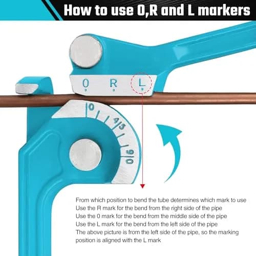 DURATECH 90 Degree Tubing Bender | Aluminum Pipe & Brake Line Tool for Copper, Brass, Steel | Blue thumbnail 6