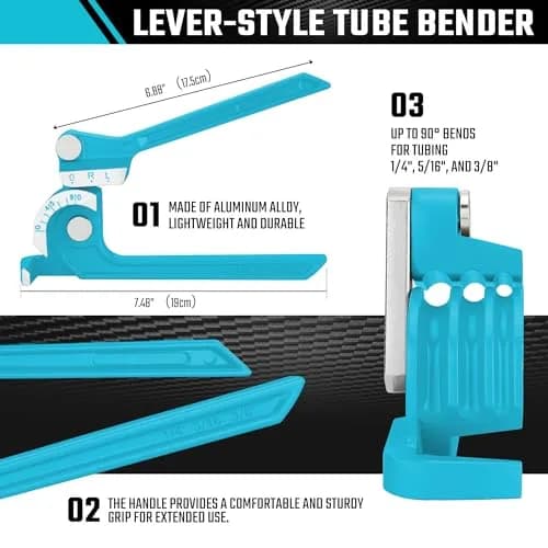 DURATECH 90 Degree Tubing Bender | Aluminum Pipe & Brake Line Tool for Copper, Brass, Steel | Blue thumbnail 2