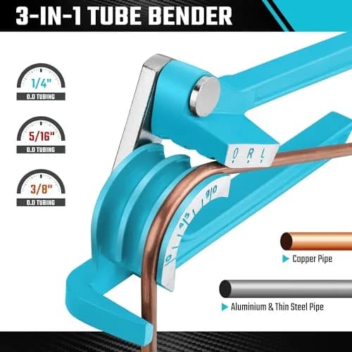 DURATECH 90 Degree Tubing Bender | Aluminum Pipe & Brake Line Tool for Copper, Brass, Steel | Blue thumbnail 3