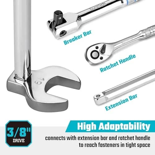 DURATECH 10-Piece 3/8" Drive Crowfoot Wrench Set Metric 10-19mm | CR-V Steel with EVA Organizer thumbnail 4