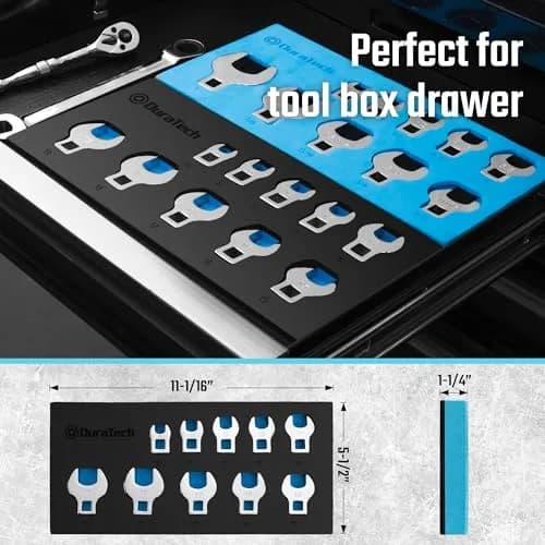 DURATECH 10-Piece 3/8" Drive Crowfoot Wrench Set Metric 10-19mm | CR-V Steel with EVA Organizer thumbnail 6