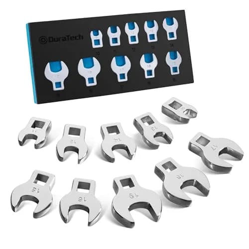 DURATECH 10-Piece 3/8" Drive Crowfoot Wrench Set Metric 10-19mm | CR-V Steel with EVA Organizer thumbnail 1