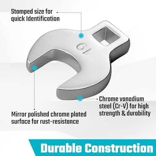 DURATECH 10-Piece 3/8" Drive Crowfoot Wrench Set Metric 10-19mm | CR-V Steel with EVA Organizer thumbnail 3