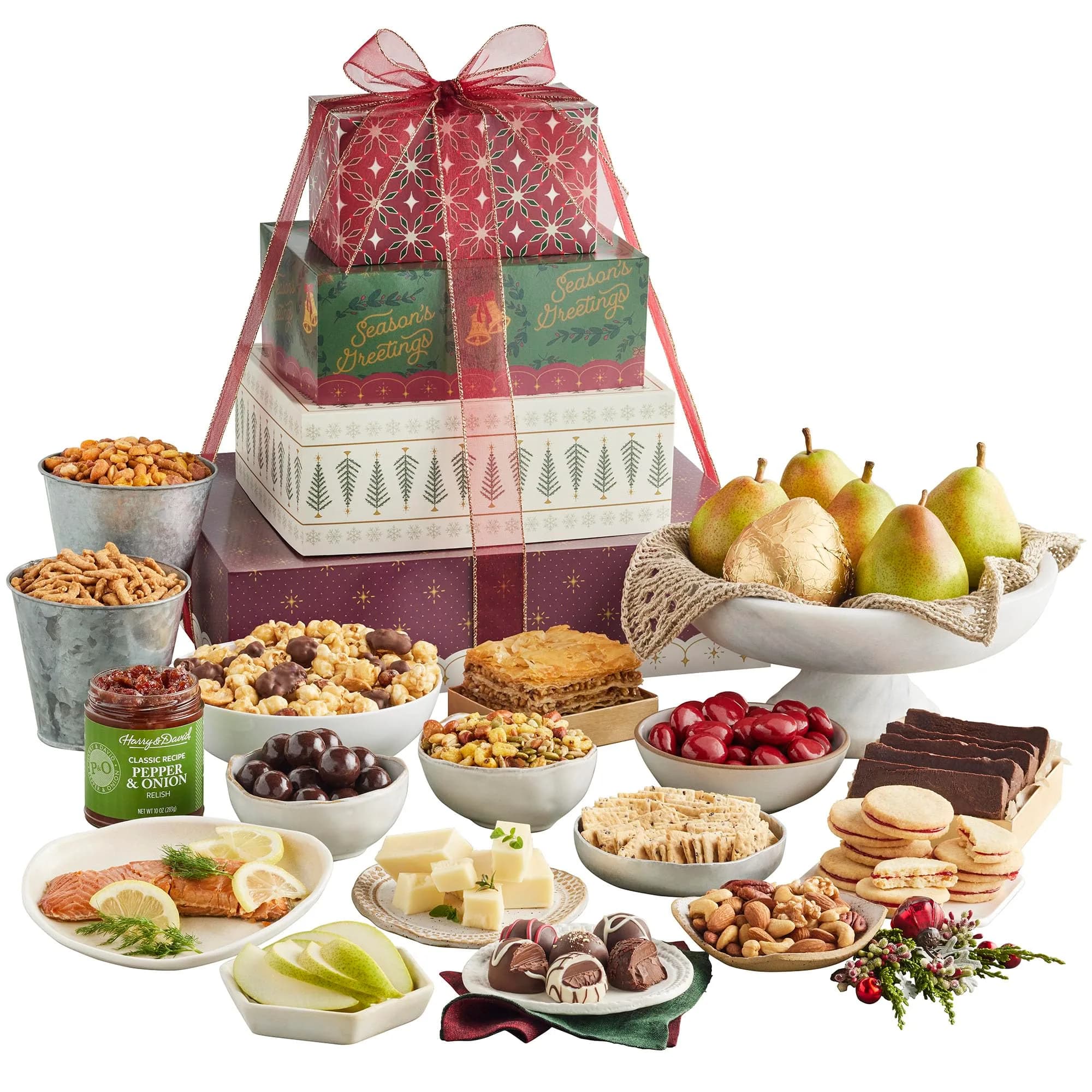 Harry & David Tower Of Treats® Supreme Holiday Gift, Gift Tower, Holiday | Gourmet Snack Gift Basket