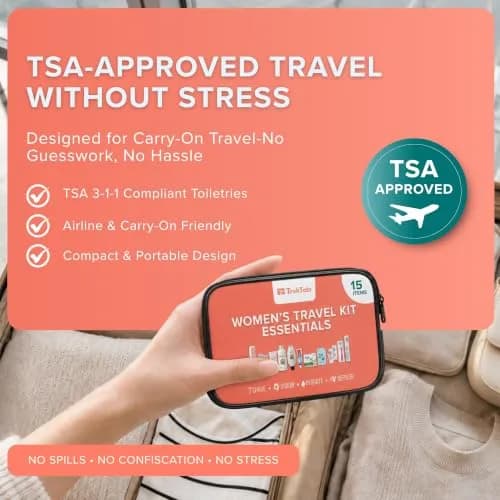 TREKTOTE Travel Essentials Kit for Women – 15 Piece TSA Approved Toiletry Bag & Travel Size Kit thumbnail 4