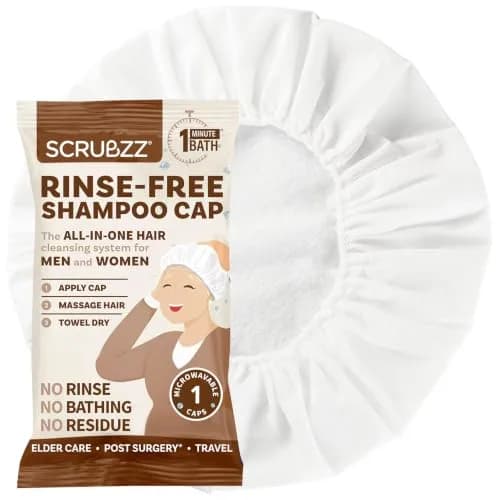 Scrubzz Waterless Shampoo Cap Coconut Vanilla | No Rinse Hair Wash for Elderly & Bedridden (70-120 chars) thumbnail 1