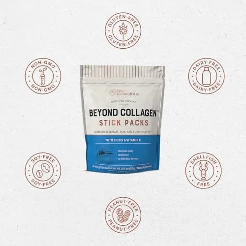 Live Conscious Beyond Collagen Peptides Powder Packets 30 Count | Multi-Type Collagen for Hair, Skin, Nails & Joints thumbnail 6
