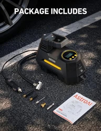 AstroAI AIRUN H1 Tire Inflator Portable Air Compressor 12V DC | Fast Inflation Electric Air Pump with Digital Gauge & LED Light thumbnail 7