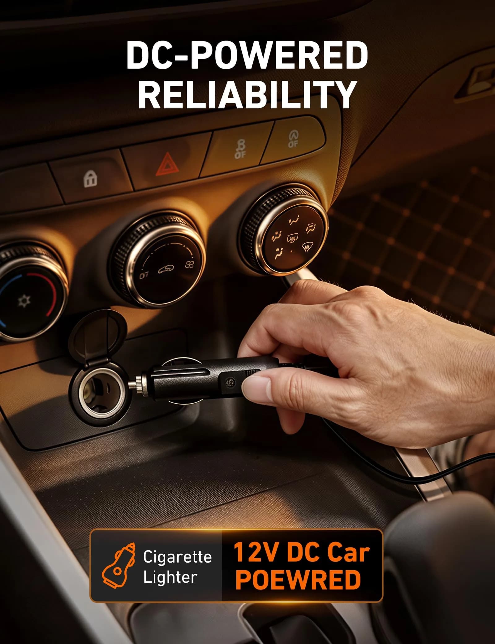 AstroAI AIRUN H1 Tire Inflator Portable Air Compressor 12V DC | Fast Inflation Electric Air Pump with Digital Gauge & LED Light - view 2
