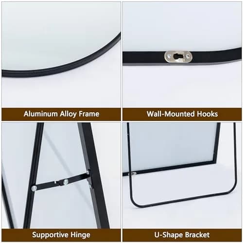 Dolonm 64x21 Inch Arch Full Length Mirror | Aluminum Alloy Frame, Large Free-Standing or Wall-Hanging thumbnail 4