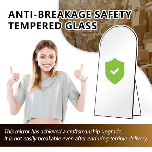Dolonm 64x21 Inch Arch Full Length Mirror | Aluminum Alloy Frame, Large Free-Standing or Wall-Hanging thumbnail 5