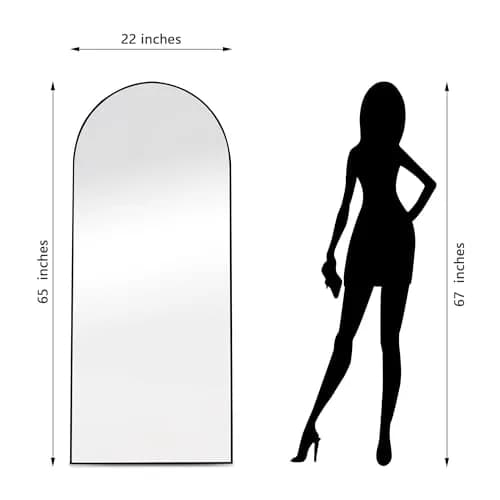Dolonm 64x21 Inch Arch Full Length Mirror | Aluminum Alloy Frame, Large Free-Standing or Wall-Hanging thumbnail 3