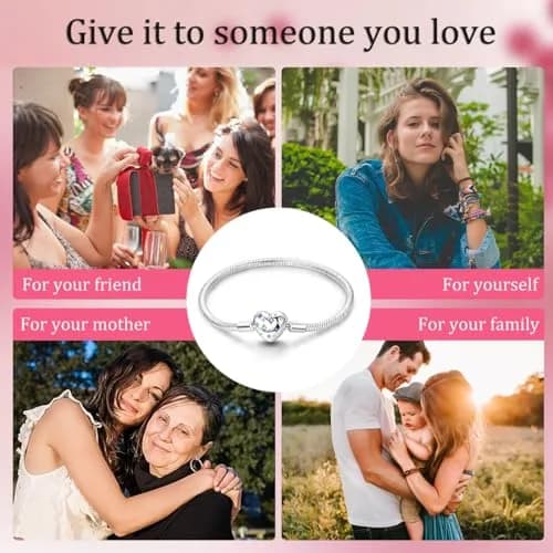 Hapour Charm Bracelet for Women Sterling Silver, Heart Clasp Snake Chain | Travel & Gift thumbnail 7
