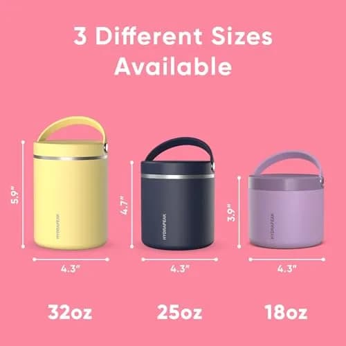 Hydrapeak 18oz (535ml) Stainless Steel Vacuum Insulated Food Jar | Hot Food & Cold Food, Wide Mouth Leak-Proof Soup Jar with Handle (Neon Crush) thumbnail 5