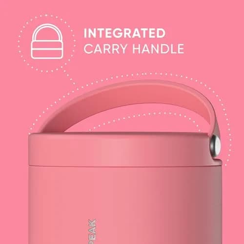 Hydrapeak 18oz (535ml) Stainless Steel Vacuum Insulated Food Jar | Hot Food & Cold Food, Wide Mouth Leak-Proof Soup Jar with Handle (Neon Crush) thumbnail 2