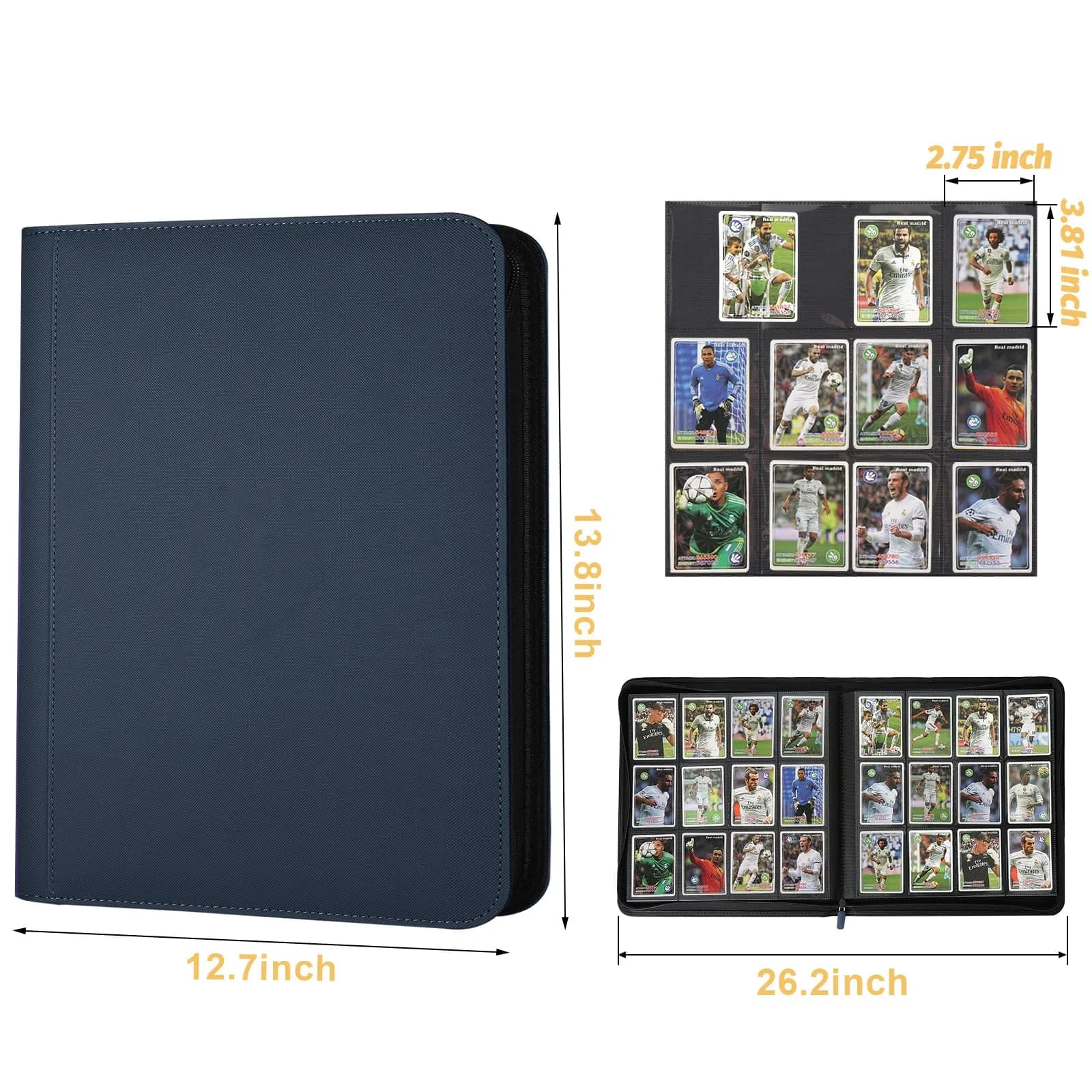 GERMUN 12 Pocket Card Binder with Zipper, 720 Card Capacity - Diamond Blue | Acid-Free & PVC-Free Storage - view 2