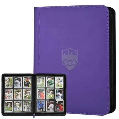 GERMUN Mini Card Binder 1 Pocket, 80 Pockets Trading Card Album Folder with 40 Sleeves Double Sided, Purple - main product image